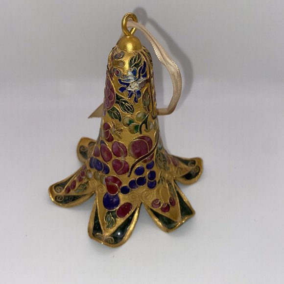 Vintage Metal Cloisonne Enamel Bell Christmas Ornament Russian - Picture 5 of 7